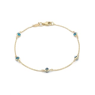 Foto 1 | Pulsera Ojitos Azul Fuerte Oro Solido 10k