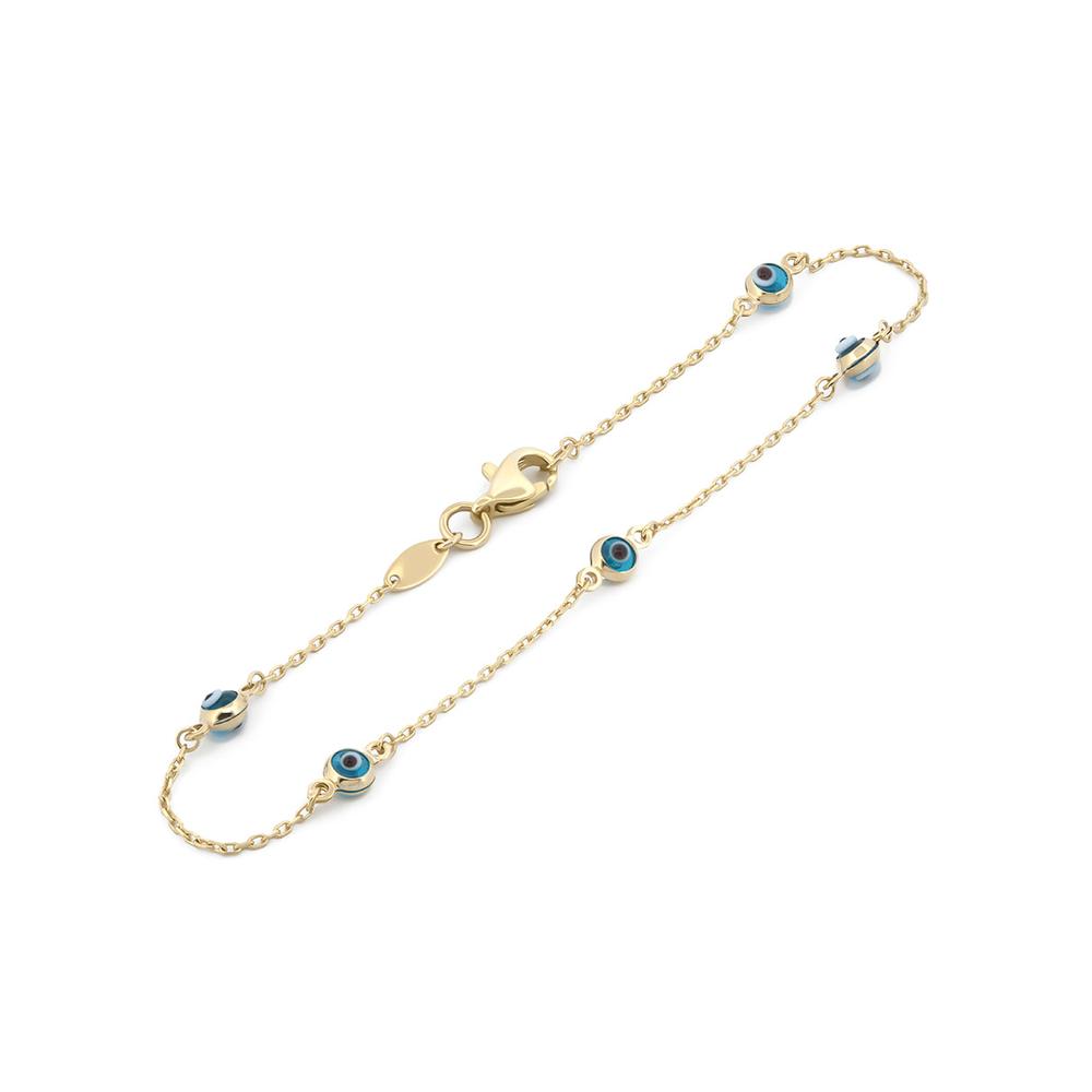 Foto 3 pulgar | Pulsera Ojitos Azul Fuerte Oro Solido 10k