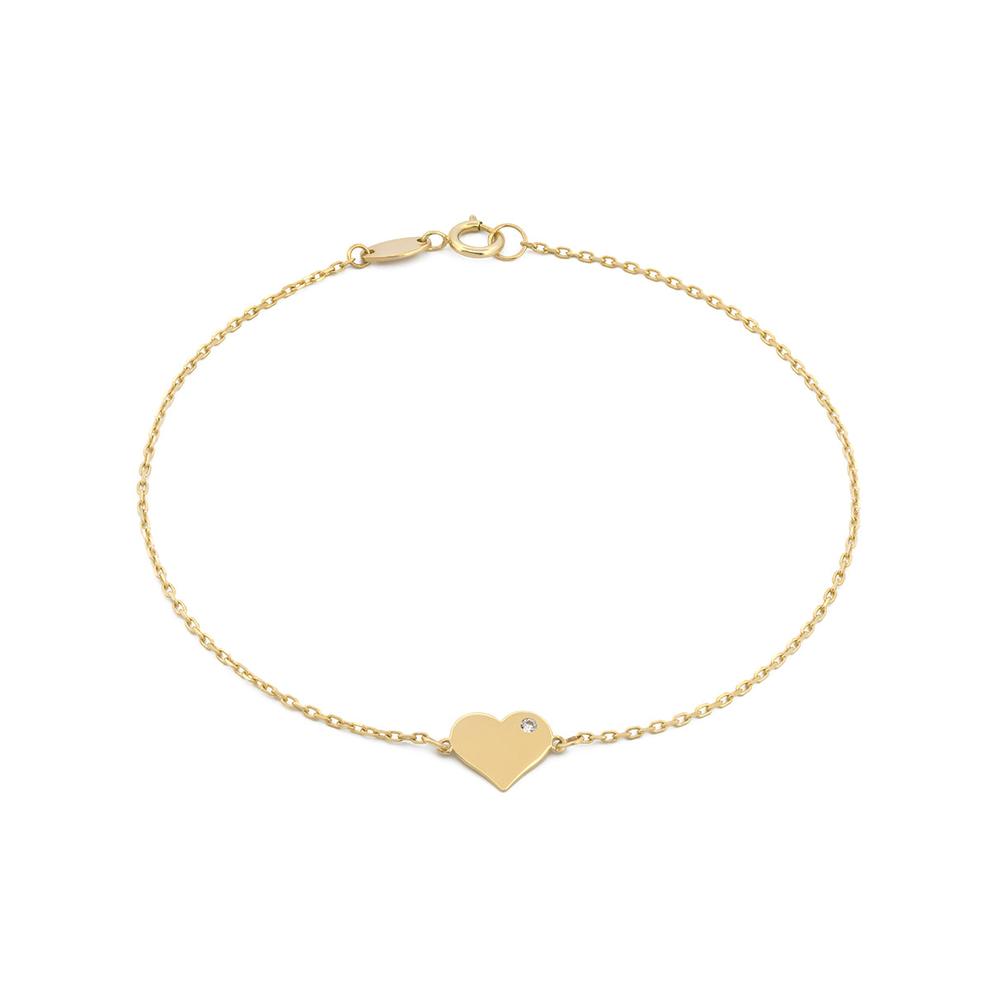 Pulsera Corazón Con Zirconia Oro Sólido 10k