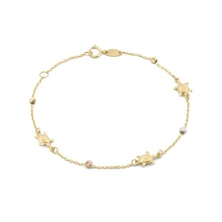 Foto 1 | Pulsera Tortugas Y Bolitas Oro Sólido 10k