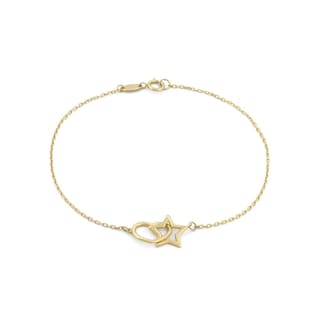 Foto 1 | Pulsera Para Dama Estrella Y Corazón Enlazados Oro Sólido 10k