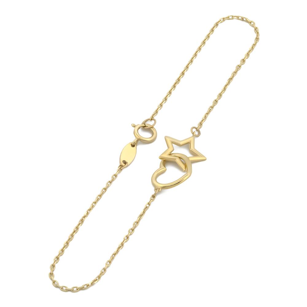 Foto 3 pulgar | Pulsera Para Dama Estrella Y Corazón Enlazados Oro Sólido 10k