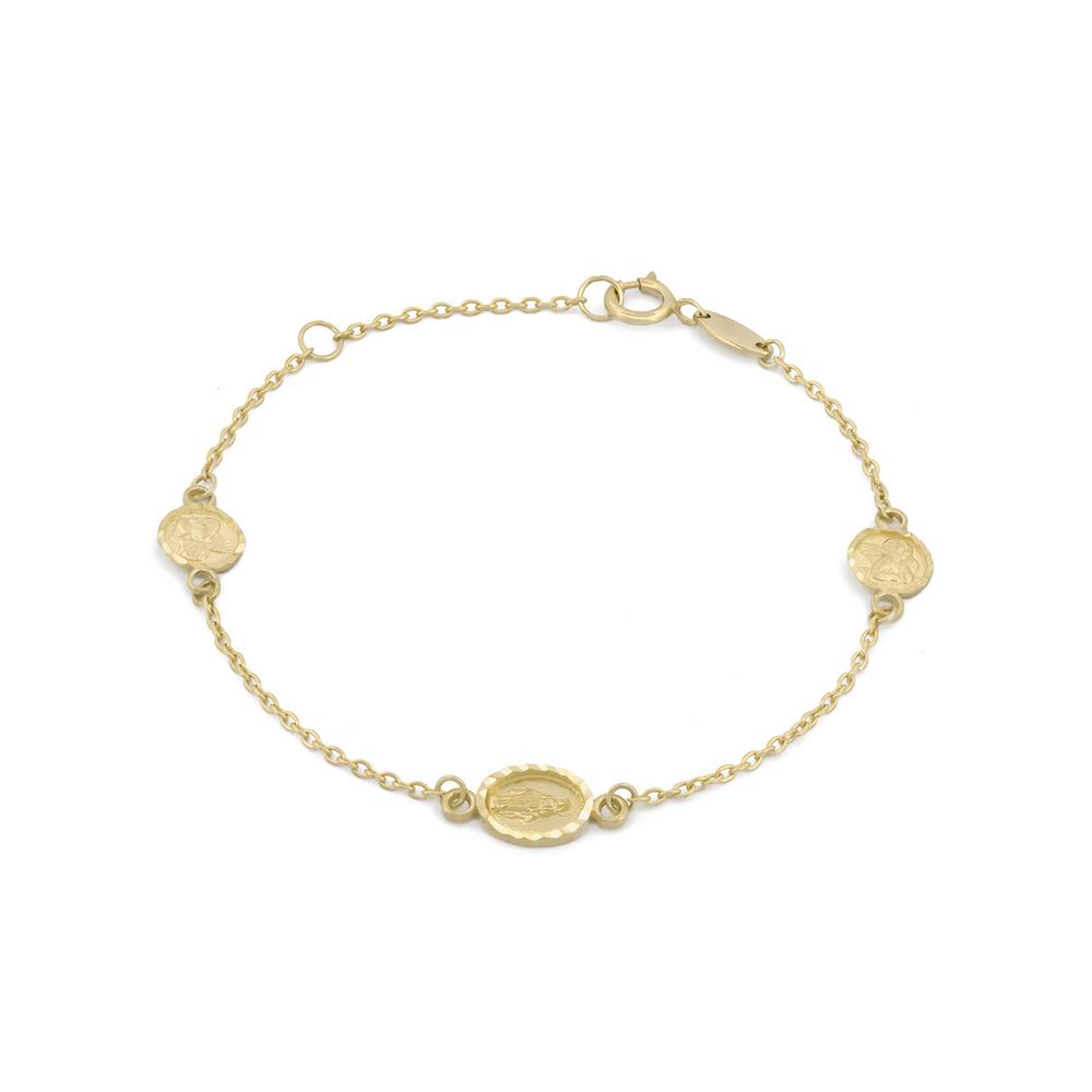 Foto 1 | Pulsera Para Niña Virgen Y Querubines Oro Sólido 10k 15 Cm