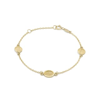 Foto 1 | Pulsera Para Niña Virgen Y Querubines Oro Sólido 10k 15 Cm