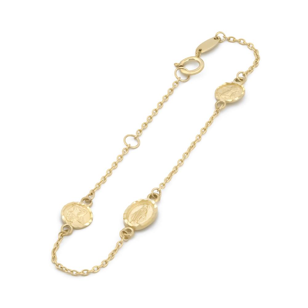 Foto 2 | Pulsera Para Niña Virgen Y Querubines Oro Sólido 10k 15 Cm
