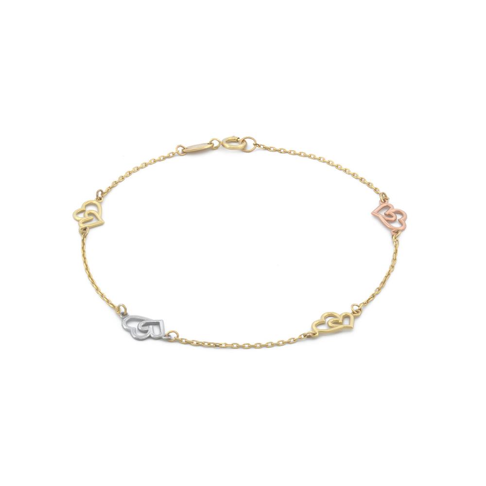 Foto 1 | Pulsera Corazones Enlazados 3 Oros Solido 10k