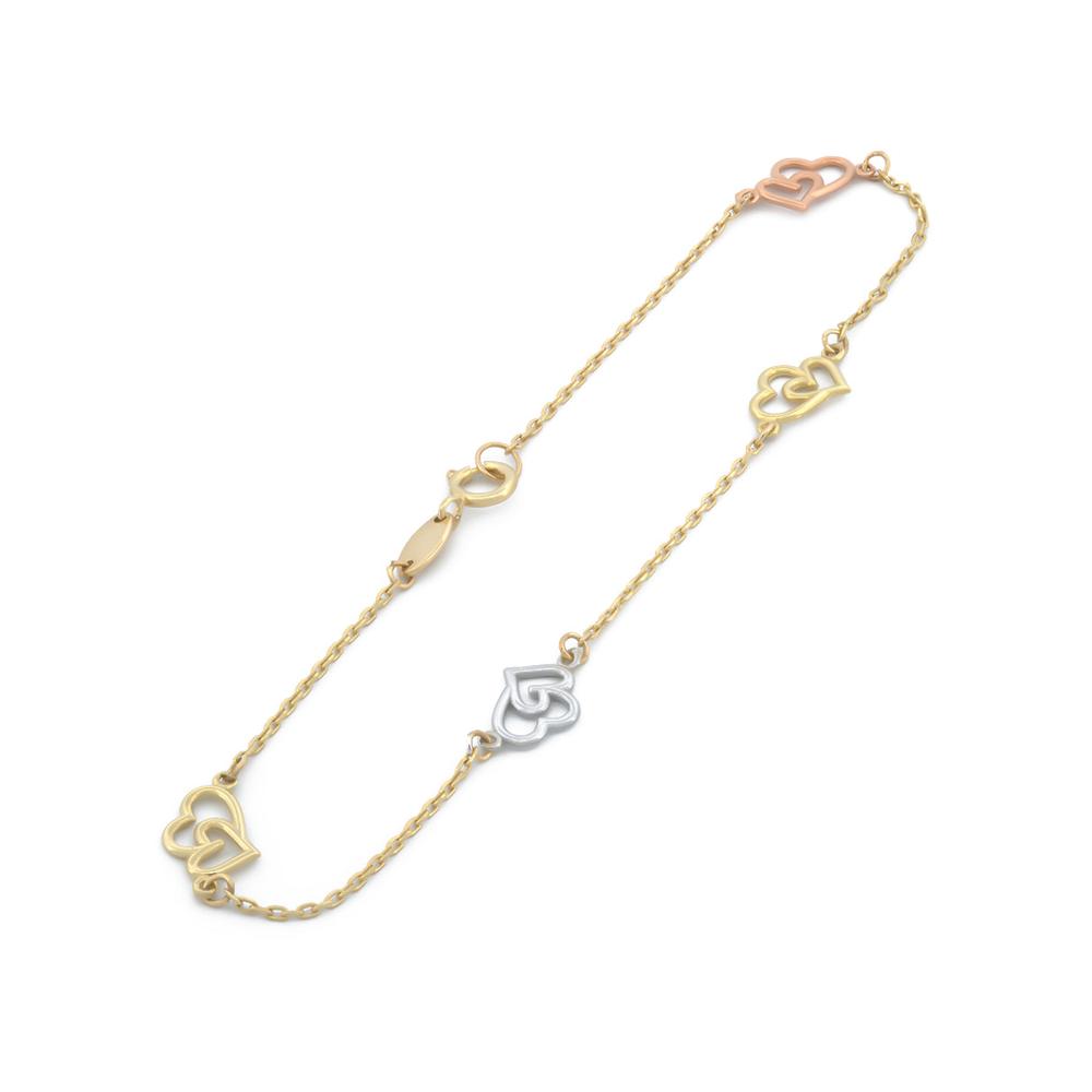 Foto 2 | Pulsera Corazones Enlazados 3 Oros Solido 10k