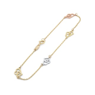 Foto 2 | Pulsera Corazones Enlazados 3 Oros Solido 10k