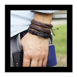 Foto 2 | Brazalete De Hombre Cuero Vintage Set De 6 Dije Árbol, Color Café Belug
