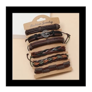 Foto 5 | Brazalete De Hombre Cuero Vintage Set De 6 Dije Árbol, Color Café Belug