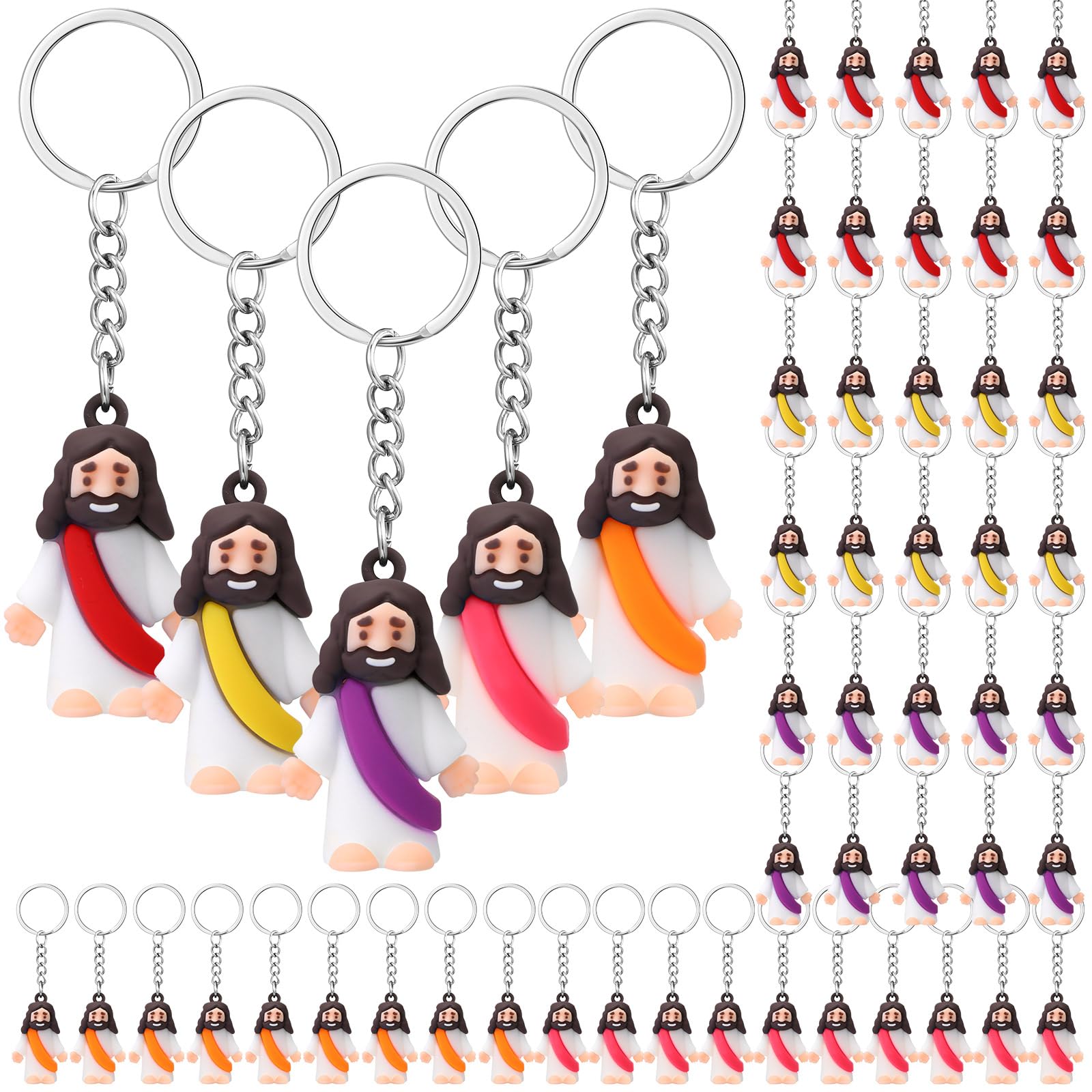 Foto 2 pulgar | Llavero Con Figura De Jesús De Sumind, 48 Unidades, Goma Religiosa - Venta Internacional.
