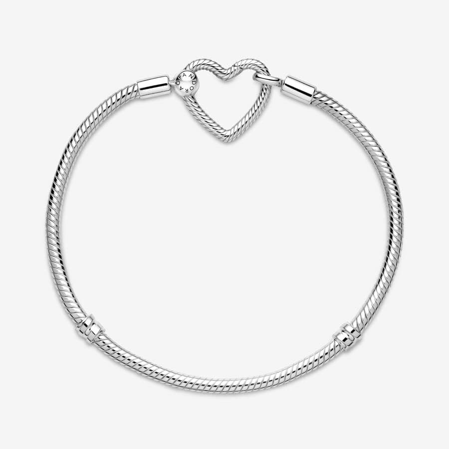 Foto 5 pulgar | Pulsera Pandora Moments Con Cierre De Corazón Y Cadena De Serpiente De Plata 925 - Venta Internacional.