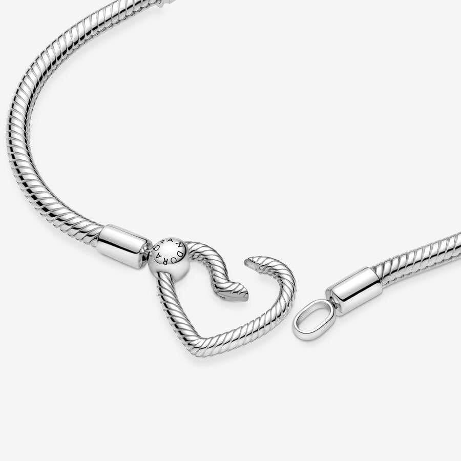 Foto 6 pulgar | Pulsera Pandora Moments Con Cierre De Corazón Y Cadena De Serpiente De Plata 925 - Venta Internacional.