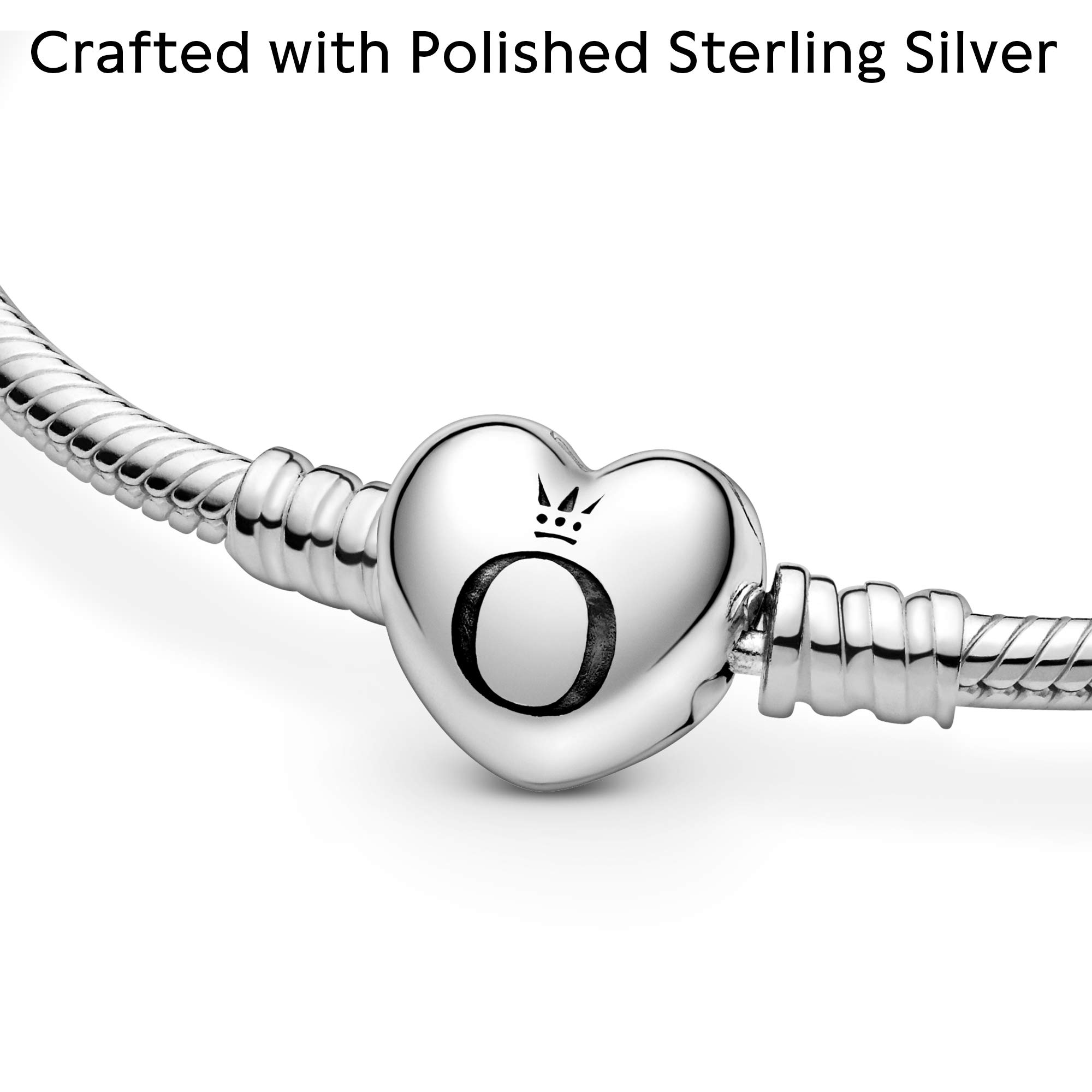 Foto 5 pulgar | Pulsera Pandora Moments Con Cierre De Corazón Y Cadena De Serpiente De Plata 925 - Venta Internacional.