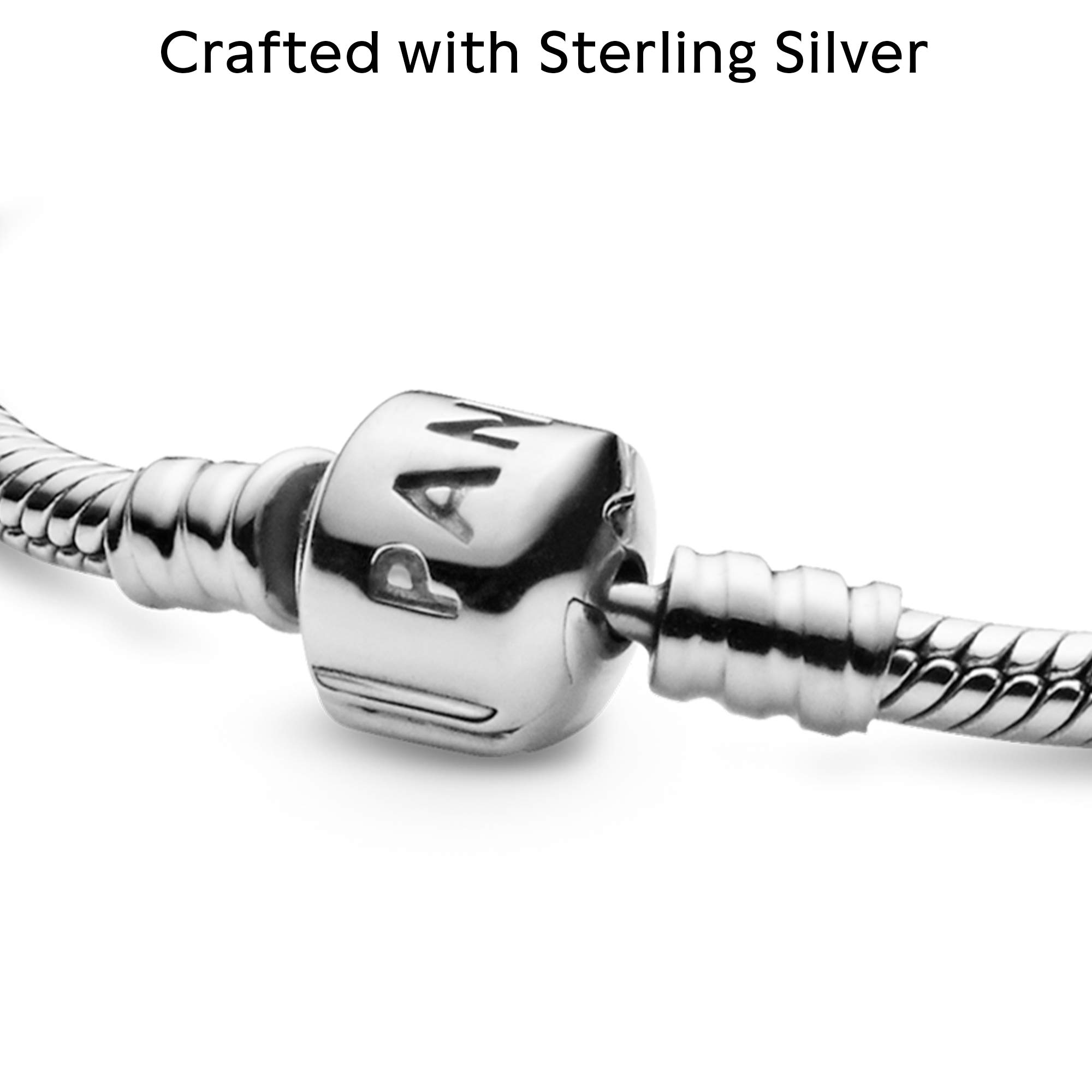Foto 5 pulgar | Pulsera Pandora Moments Con Cierre Cilíndrico Y Cadena En Forma De Serpiente Plateada - Venta Internacional.