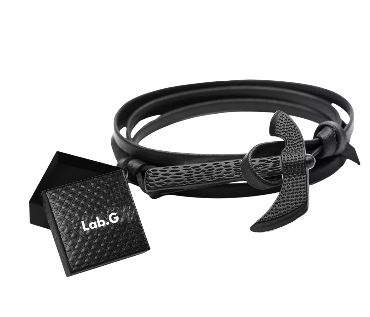 Brazalete Obsidiana Hacha 2 Piezas Negro
