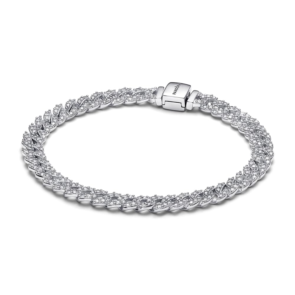 Foto 3 pulgar | Brazalete Pandora Timeless Pavé Cuban Chain De Plata De Ley - Venta Internacional.