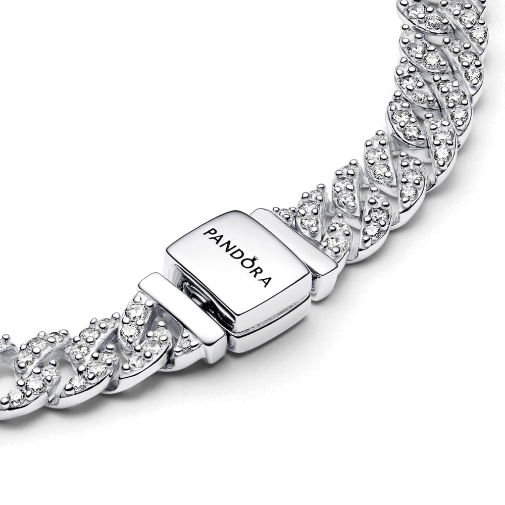 Foto 4 pulgar | Brazalete Pandora Timeless Pavé Cuban Chain De Plata De Ley - Venta Internacional.