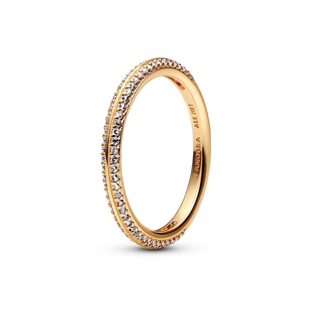 Anillo Pandora Me Pavé Chapado En Oro De 14 Quilates Con Circonitas Cúbicas - Venta Internacional.