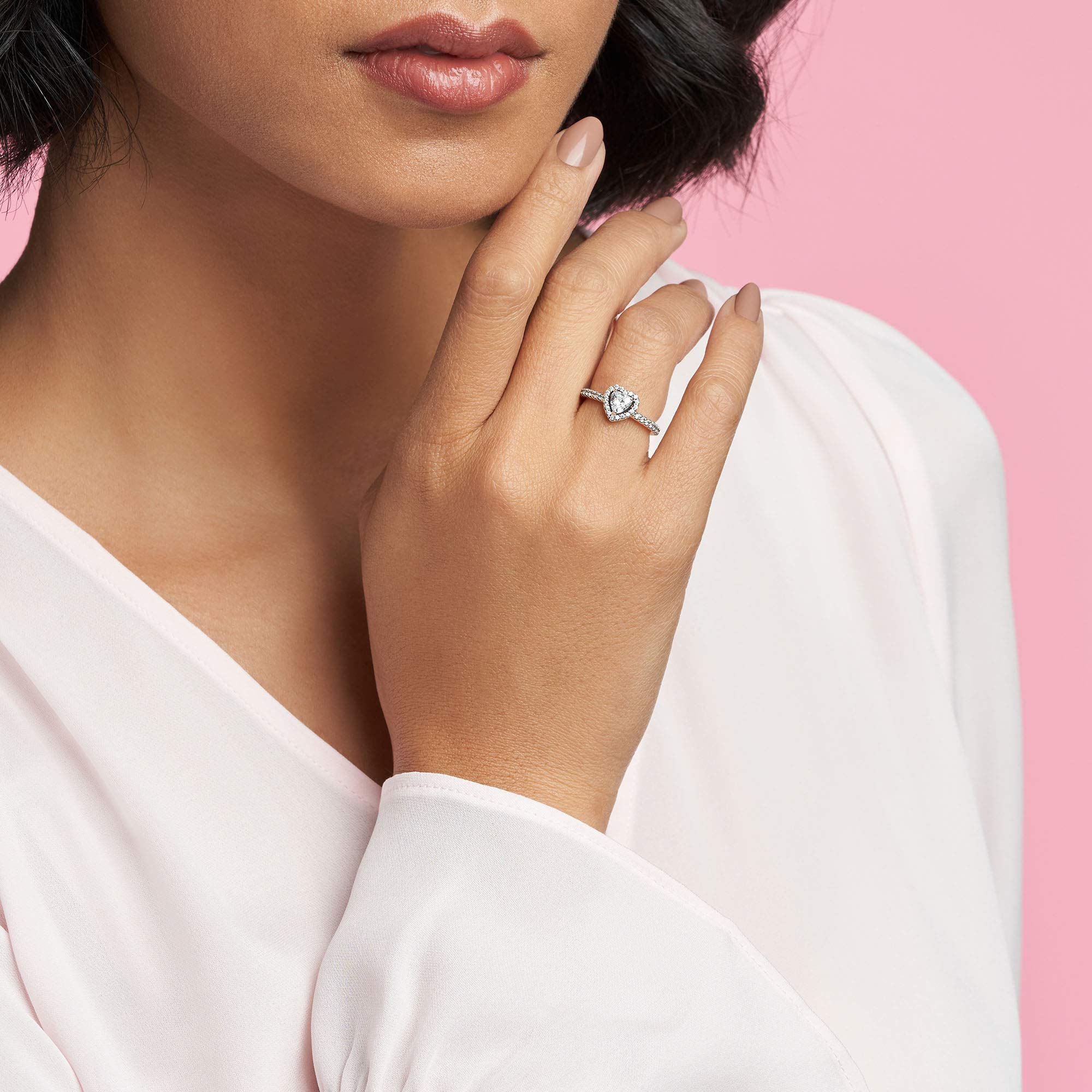 Foto 4 pulgar | Anillo Pandora Elevated Heart Promise Para Mujer, Talla 6, Plateado - Venta Internacional.