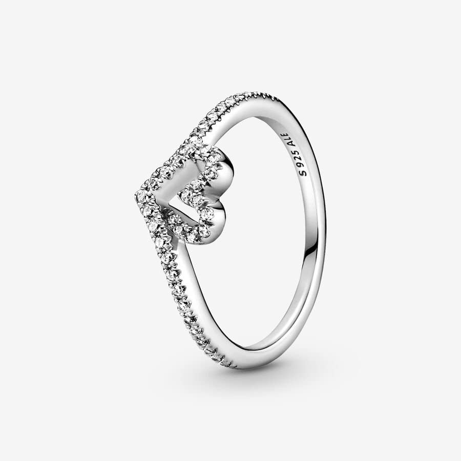 Foto 3 pulgar | Anillo Pandora Sparkling Wishbone Heart En Plata De Ley 8.5 - Venta Internacional.
