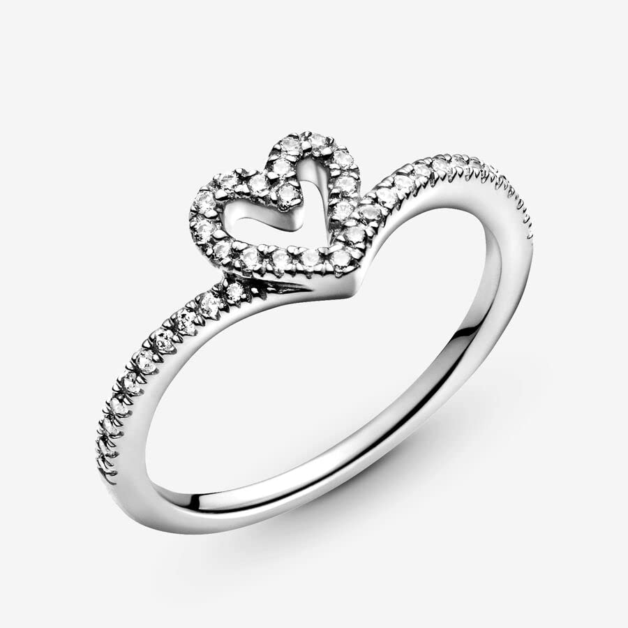 Foto 5 pulgar | Anillo Pandora Sparkling Wishbone Heart En Plata De Ley 8.5 - Venta Internacional.
