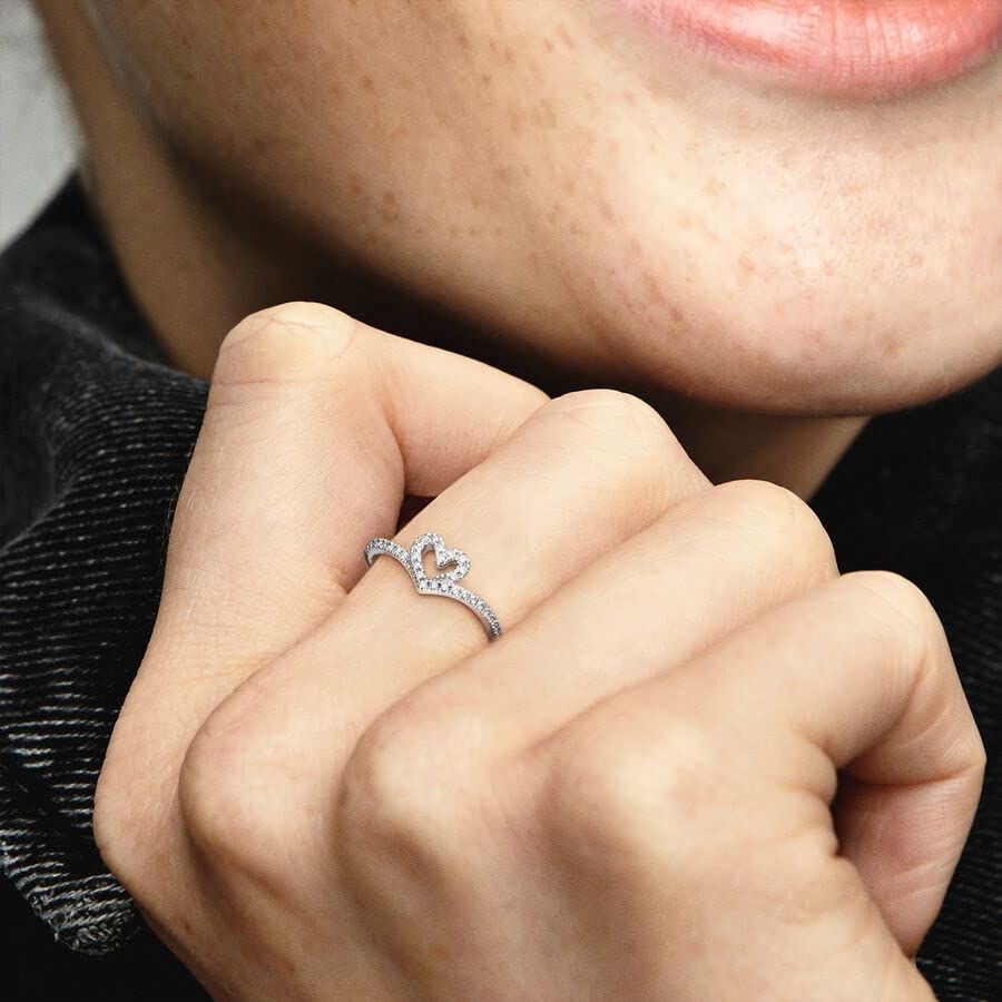 Foto 7 pulgar | Anillo Pandora Sparkling Wishbone Heart En Plata De Ley 8.5 - Venta Internacional.