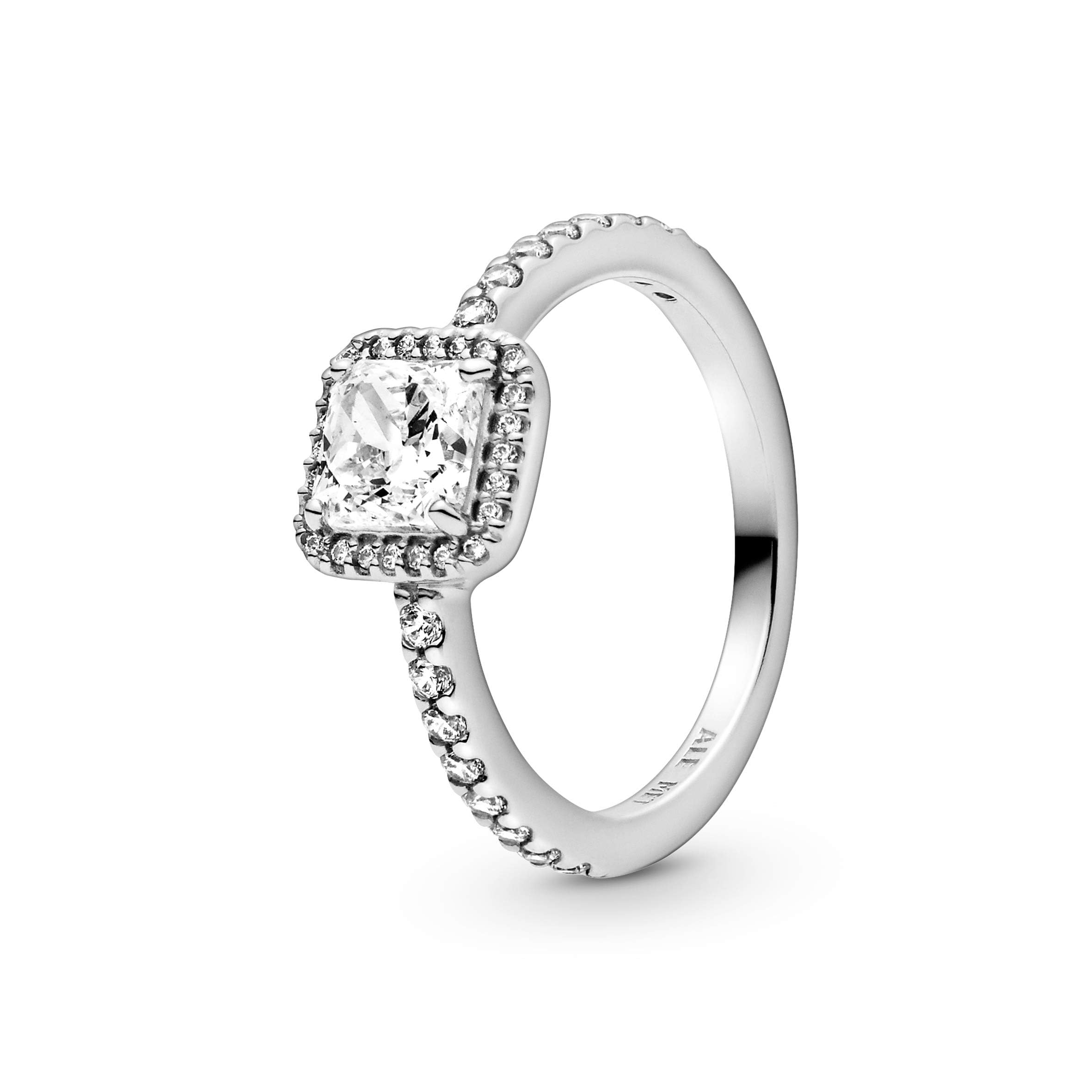 Foto 3 pulgar | Anillo Pandora Cuadrado Con Halo Brillante De Plata De Ley Para Mujer - Venta Internacional.