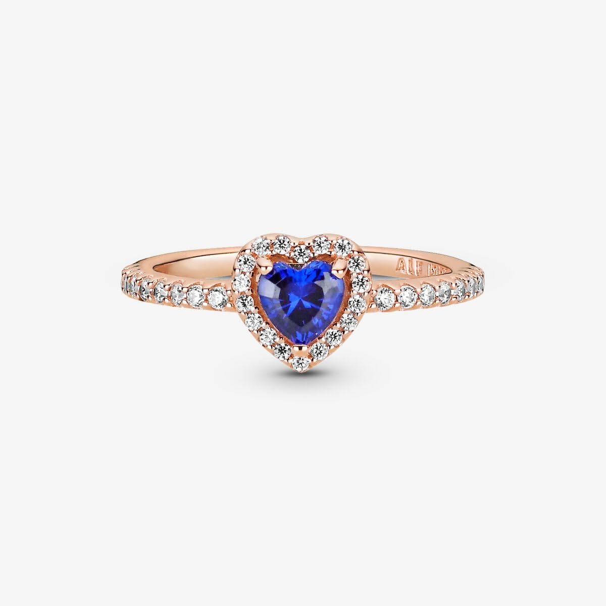 Foto 4 | Anillo Pandora Con Forma De Corazón Elevado, Azul Brillante, Oro Rosado De 14 K - Venta Internacional.