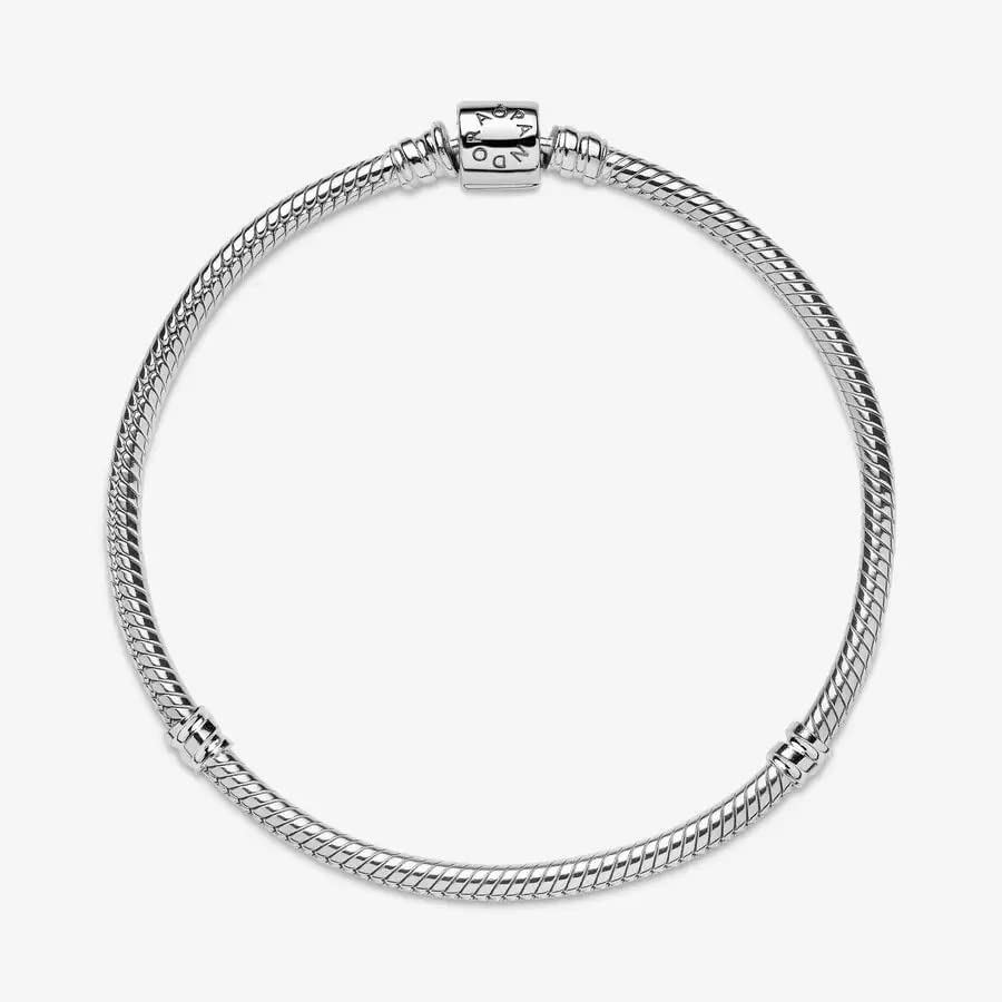 Foto 6 pulgar | Pulsera Pandora Moments Con Cierre Cilíndrico Y Cadena En Forma De Serpiente Plateada - Venta Internacional.