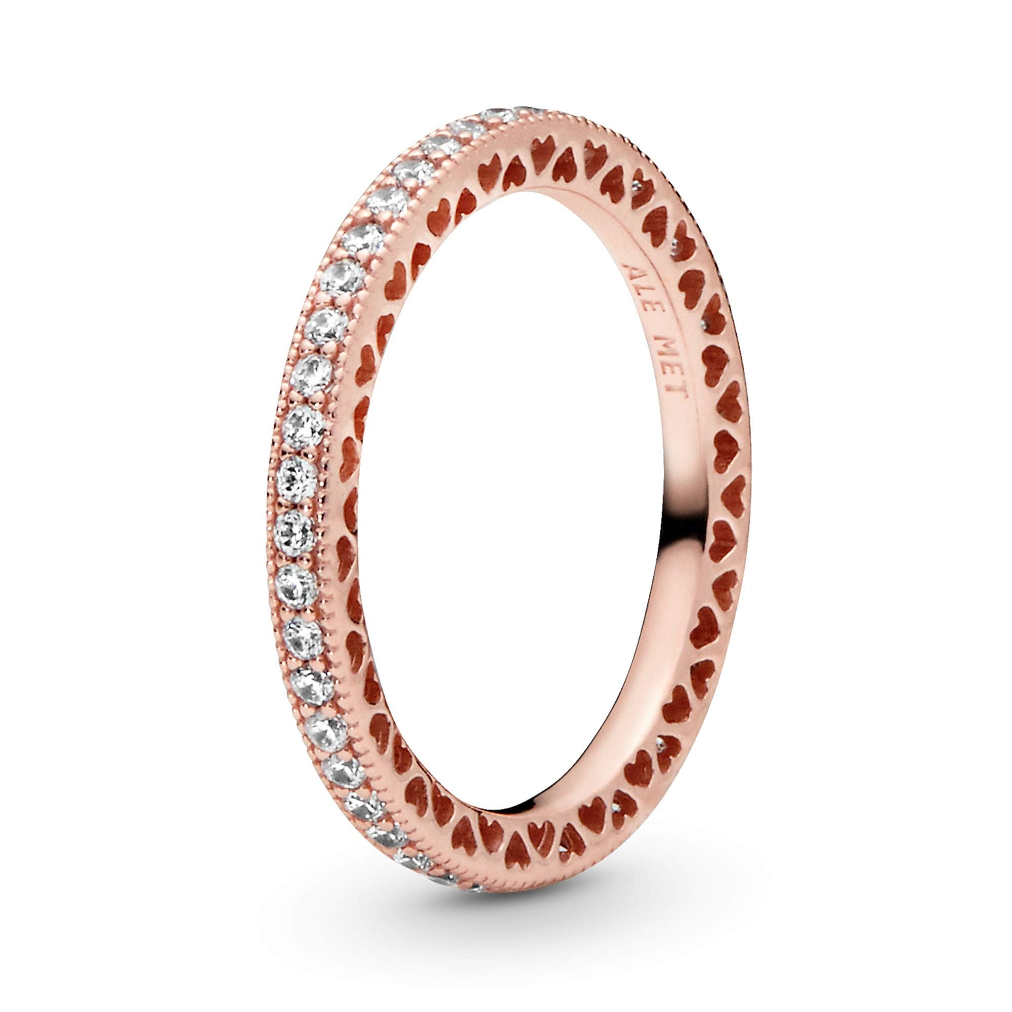 Foto 3 pulgar | Anillo Pandora Halo Sparkle & Hearts Chapado En Oro Rosa De 14 Quilates - Venta Internacional.