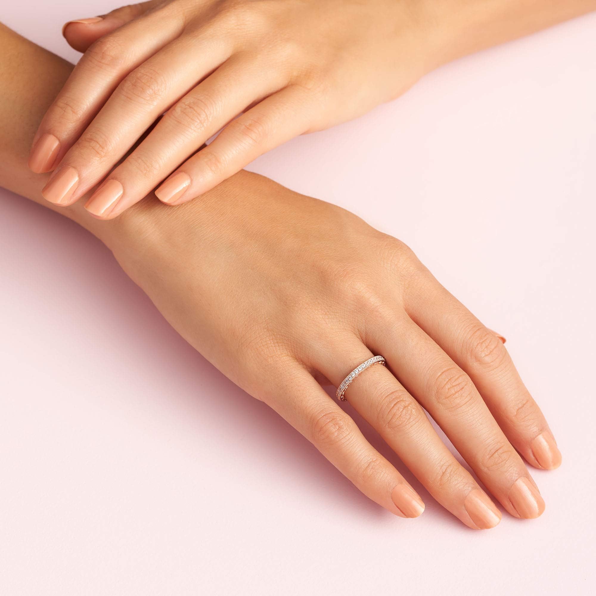 Foto 7 pulgar | Anillo Pandora Halo Sparkle & Hearts Chapado En Oro Rosa De 14 Quilates - Venta Internacional.