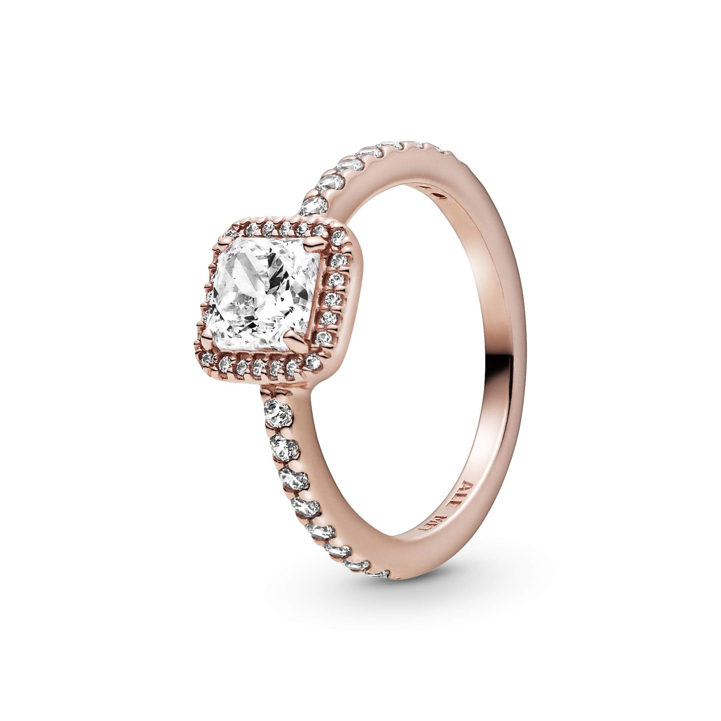 Foto 2 | Anillo Pandora Square Sparkle Halo Chapado En Oro Rosa De 14 Quilates - Venta Internacional.