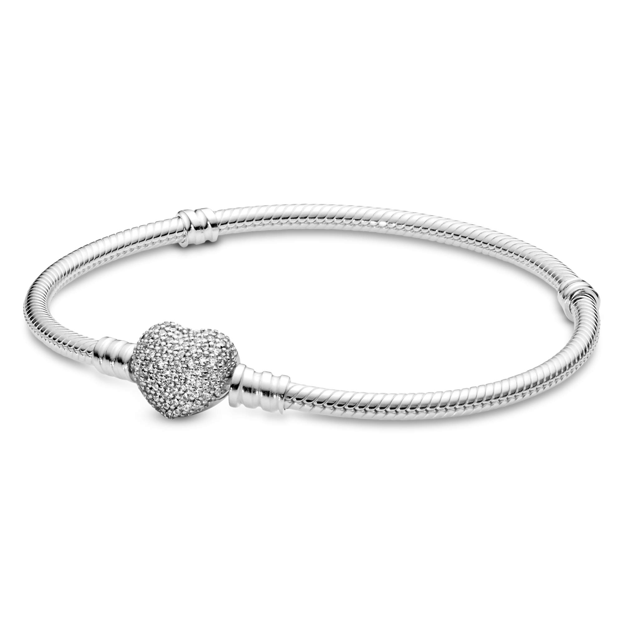 Foto 3 pulgar | Pulsera Pandora Moments Sparkling Heart Con Cierre De Corazón Plateado - Venta Internacional.
