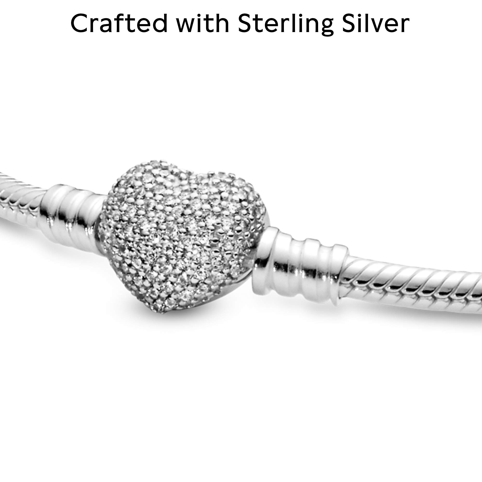 Foto 4 | Pulsera Pandora Moments Sparkling Heart Con Cierre De Corazón Plateado - Venta Internacional.