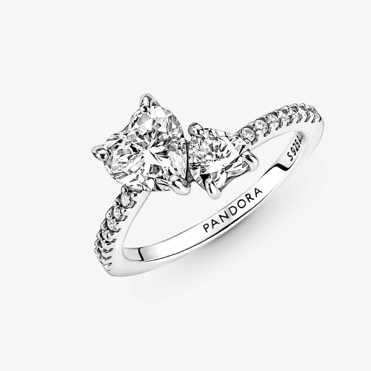 Foto 3 | Anillo Pandora Con Doble Corazón De Plata De Ley 925 Brillante - Venta Internacional.