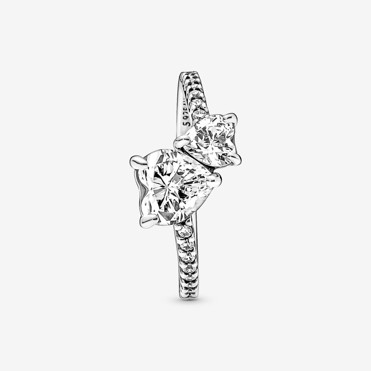 Foto 4 | Anillo Pandora Con Doble Corazón De Plata De Ley 925 Brillante - Venta Internacional.