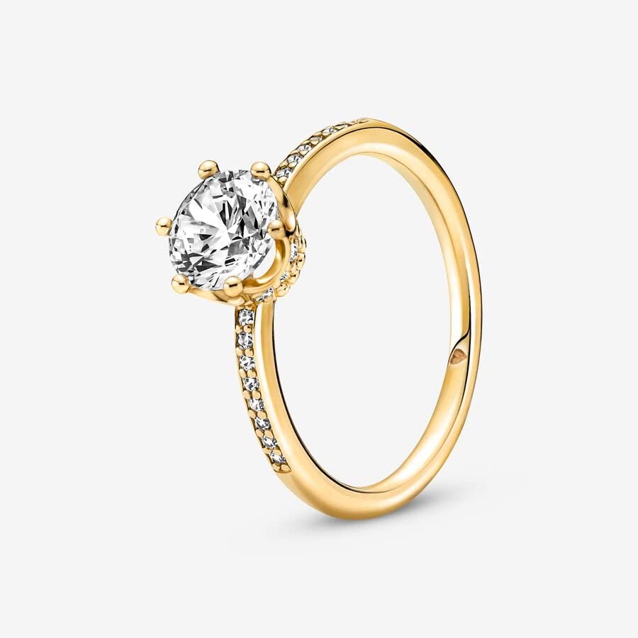 Foto 3 pulgar | Anillo Pandora Clear Sparkling Crown Solitaire Shine En Oro De 14 Quilates - Venta Internacional.
