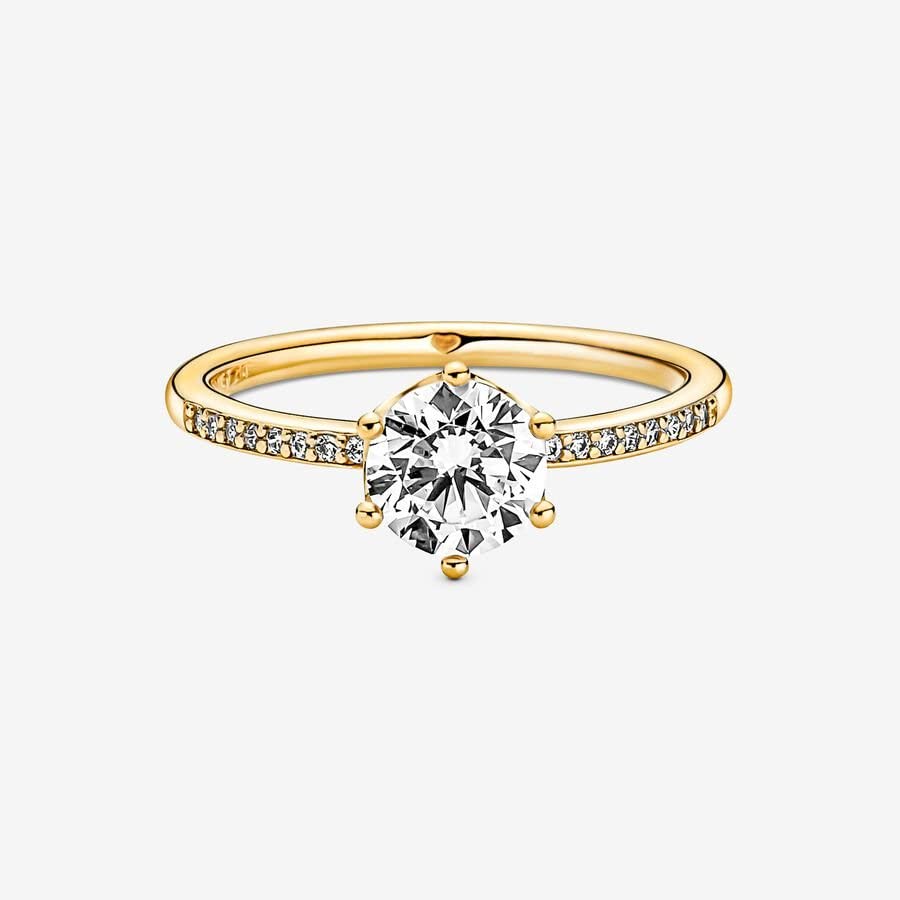 Foto 3 | Anillo Pandora Clear Sparkling Crown Solitaire Shine En Oro De 14 Quilates - Venta Internacional.