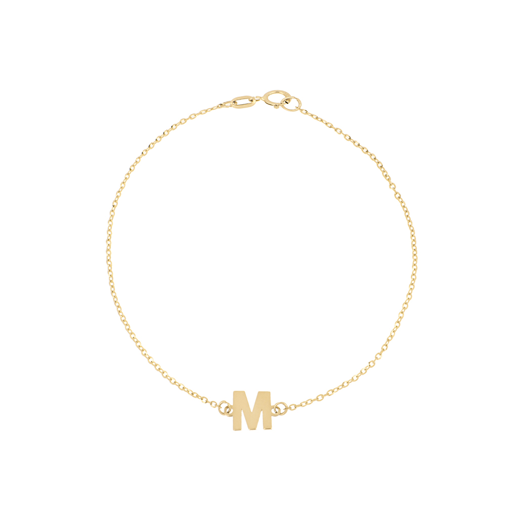 Foto 2 pulgar | Pulsera Zekie 7015 Oro 14k Amarillo Letra M 18 Cms