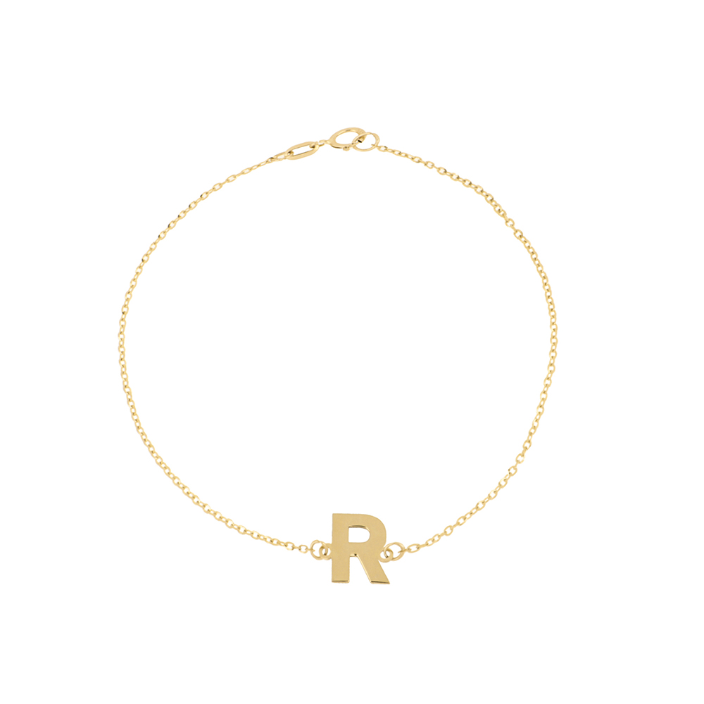 Foto 1 | Pulsera Zekie 7014 Oro 14k Amarillo Letra R 18 Cms