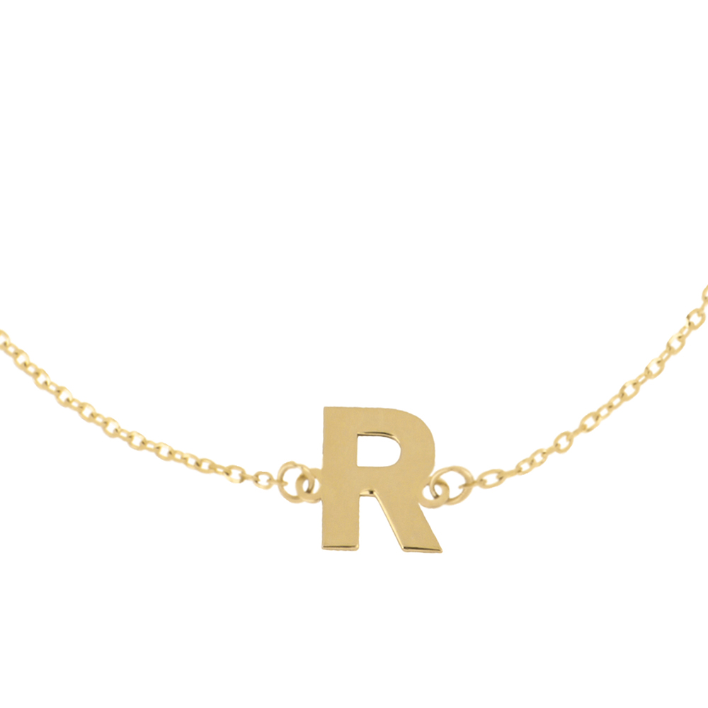 Foto 2 | Pulsera Zekie 7014 Oro 14k Amarillo Letra R 18 Cms