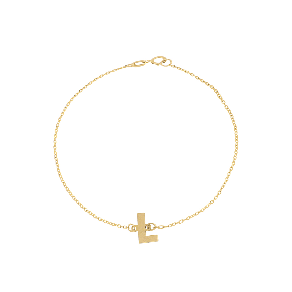 Foto 1 | Pulsera Zekie 7017 Oro 14k Amarillo Letra L 18 Cms