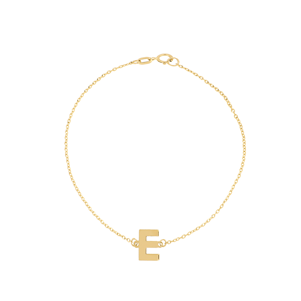 Foto 1 | Pulsera Zekie 7016 Oro 14k Amarillo Letra E 18 Cms