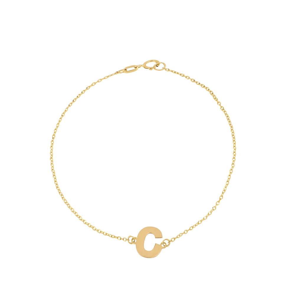 Pulsera Zekie 7012 Oro 14k Amarillo Letra C 18 Cms $2,379