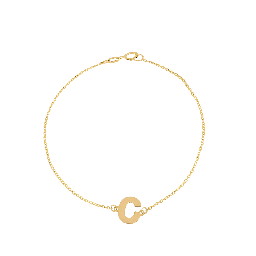 Foto 2 pulgar | Pulsera Zekie 7012 Oro 14k Amarillo Letra C 18 Cms
