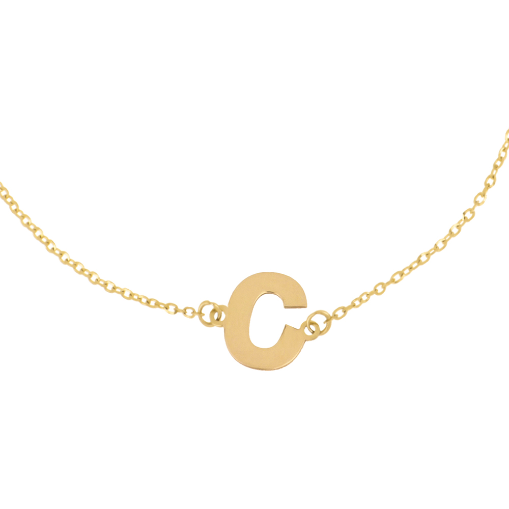 Foto 2 | Pulsera Zekie 7012 Oro 14k Amarillo Letra C 18 Cms