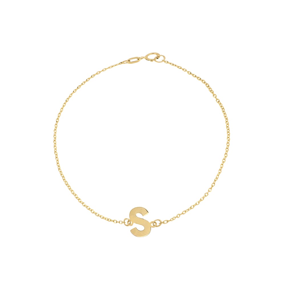 Pulsera Zekie 7018 Oro 14k Amarillo Letra S 18 Cms $2,023