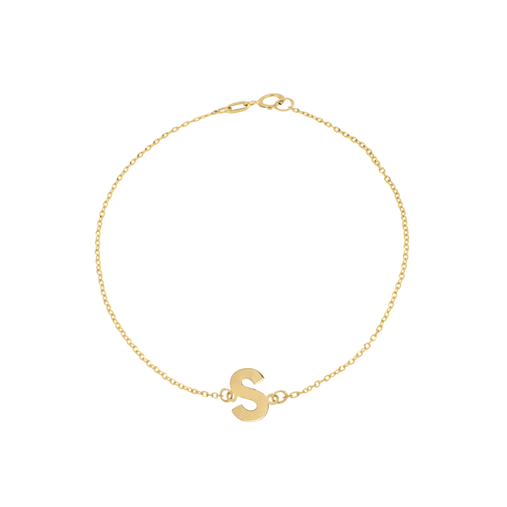 Foto 1 | Pulsera Zekie 7018 Oro 14k Amarillo Letra S 18 Cms
