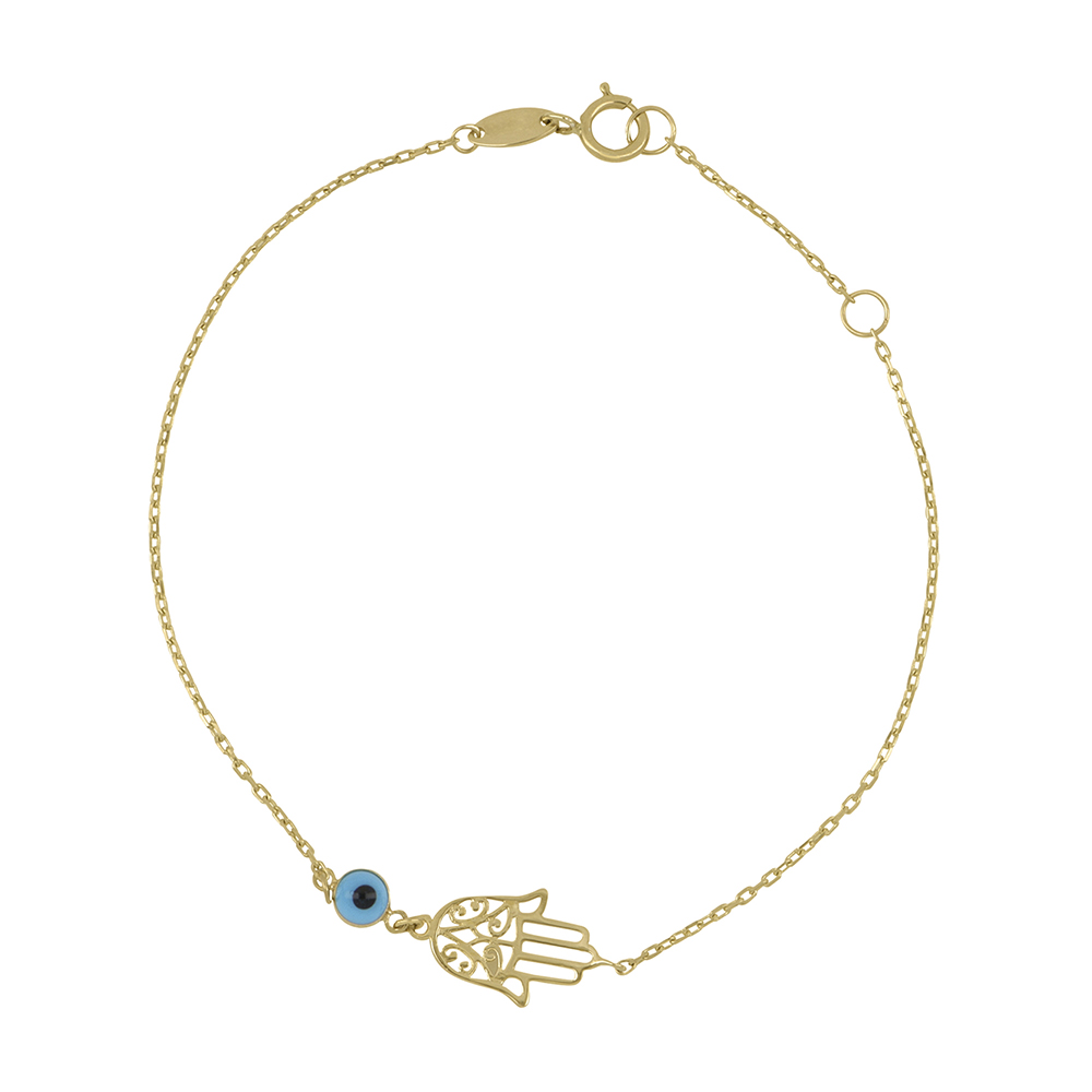 Foto 1 | Pulsera Zekie 7063 Oro 14k Amarillo 18 Cms Mano De Fátima